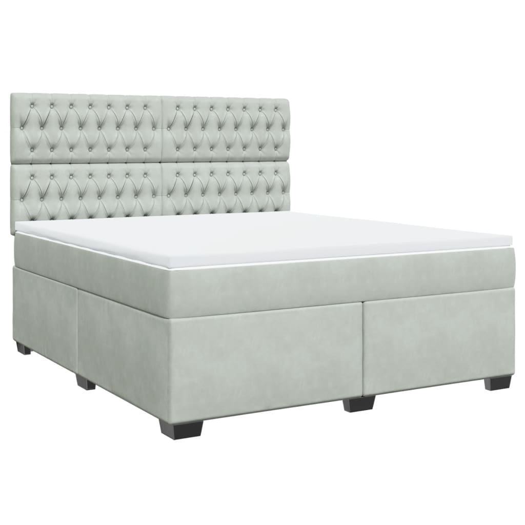 Giroletto a Molle con Materasso Grigio Chiaro 180x200cm Velluto