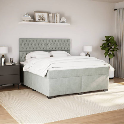 Giroletto a Molle con Materasso Grigio Chiaro 180x200cm Velluto