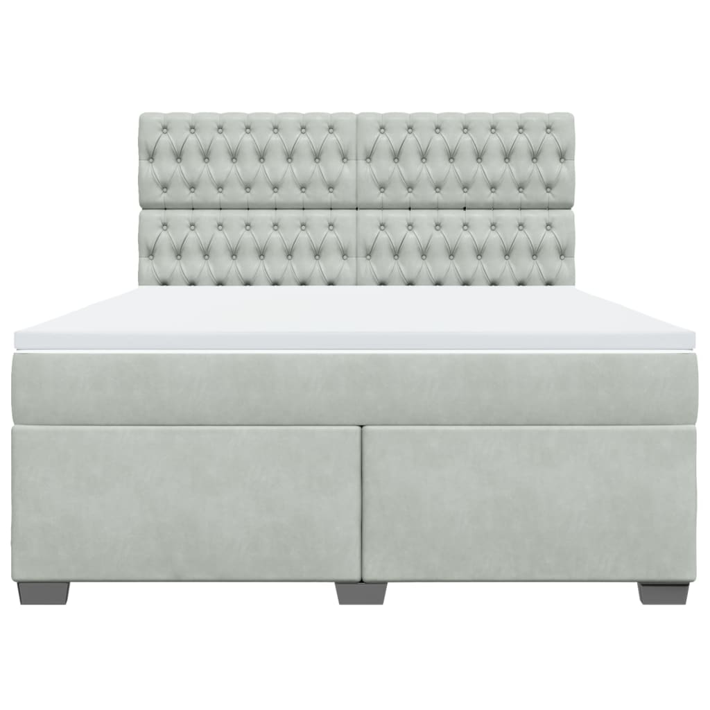 Giroletto a Molle con Materasso Grigio Chiaro 180x200cm Velluto