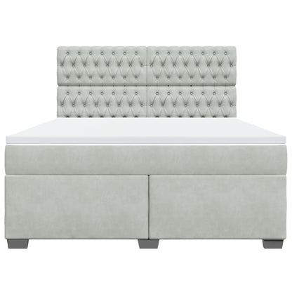 Giroletto a Molle con Materasso Grigio Chiaro 180x200cm Velluto