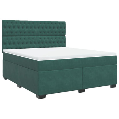 Giroletto a Molle con Materasso Verde Scuro 180x200 cm Velluto