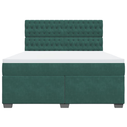 Giroletto a Molle con Materasso Verde Scuro 180x200 cm Velluto