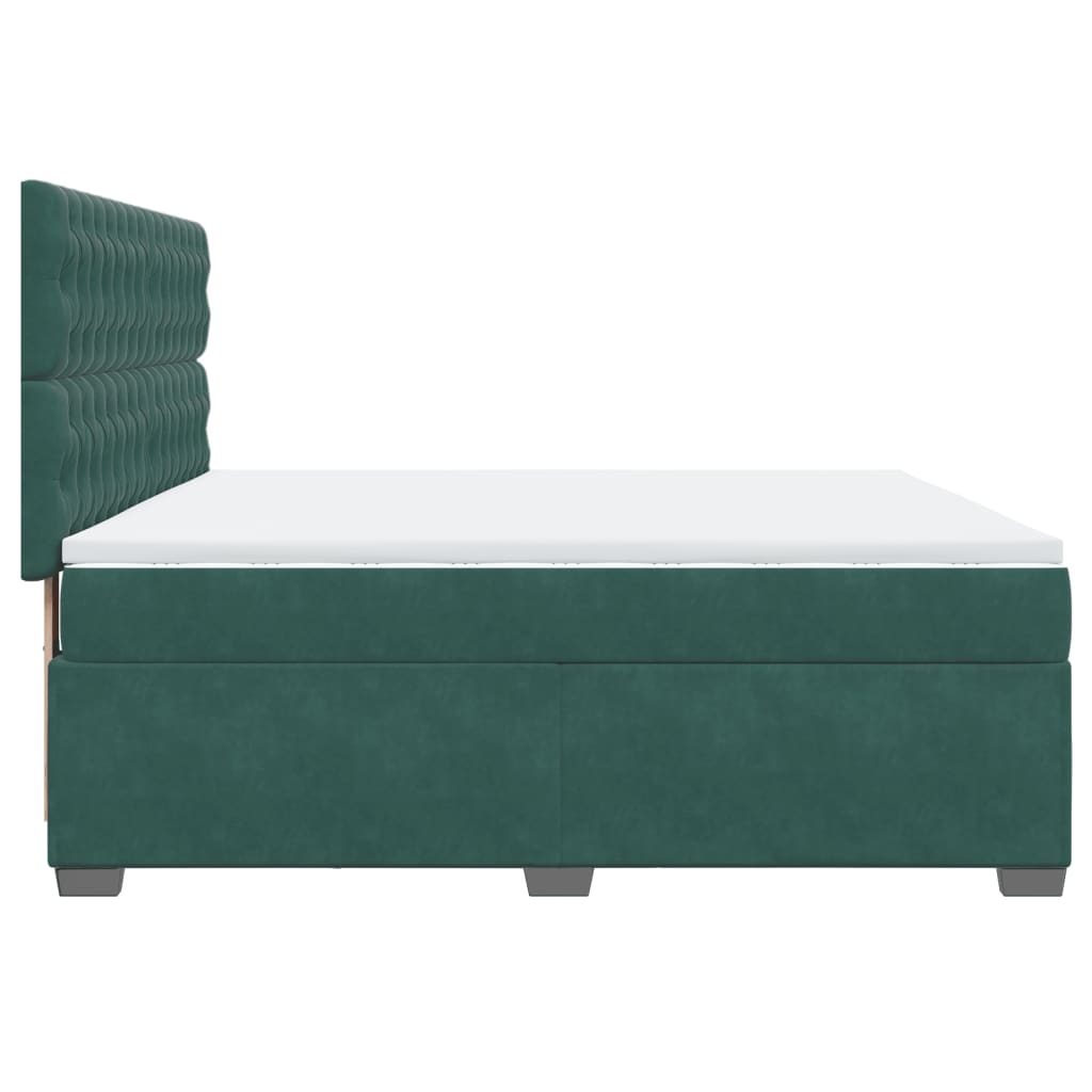 Giroletto a Molle con Materasso Verde Scuro 180x200 cm Velluto