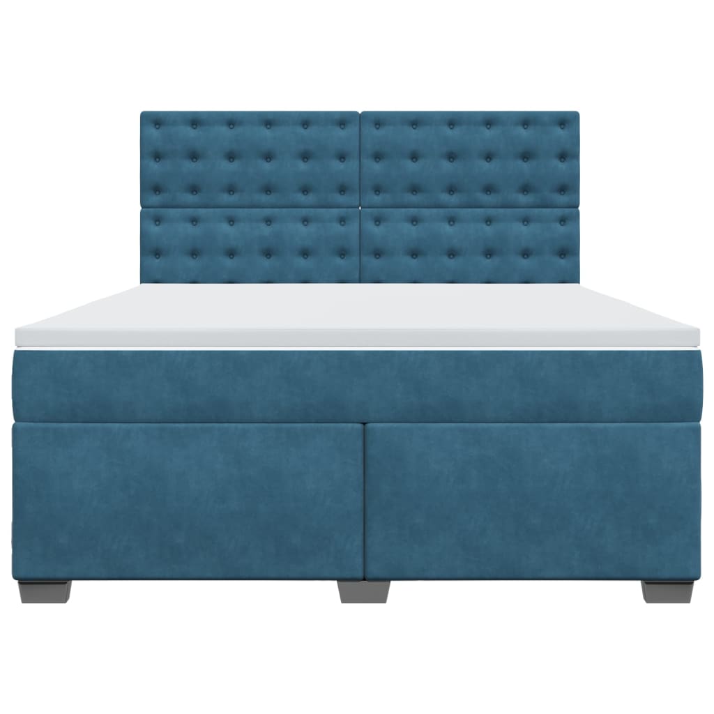 Giroletto a Molle con Materasso Blu 180x200 cm in Velluto - homemem39