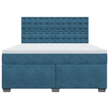 Giroletto a Molle con Materasso Blu 180x200 cm in Velluto - homemem39