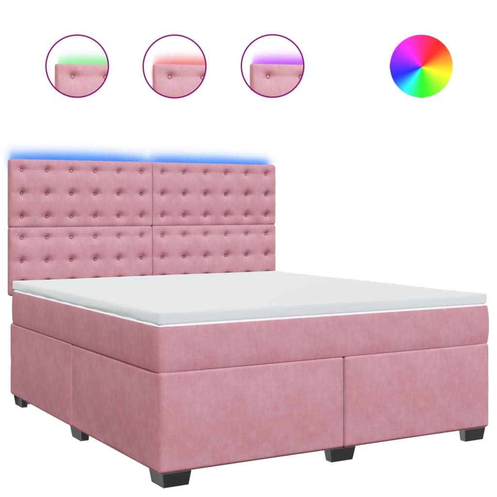 Giroletto a Molle con Materasso Rosa 180x200 cm in Velluto | homemem39