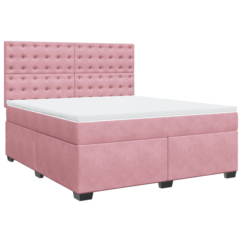 Giroletto a Molle con Materasso Rosa 180x200 cm in Velluto | homemem39