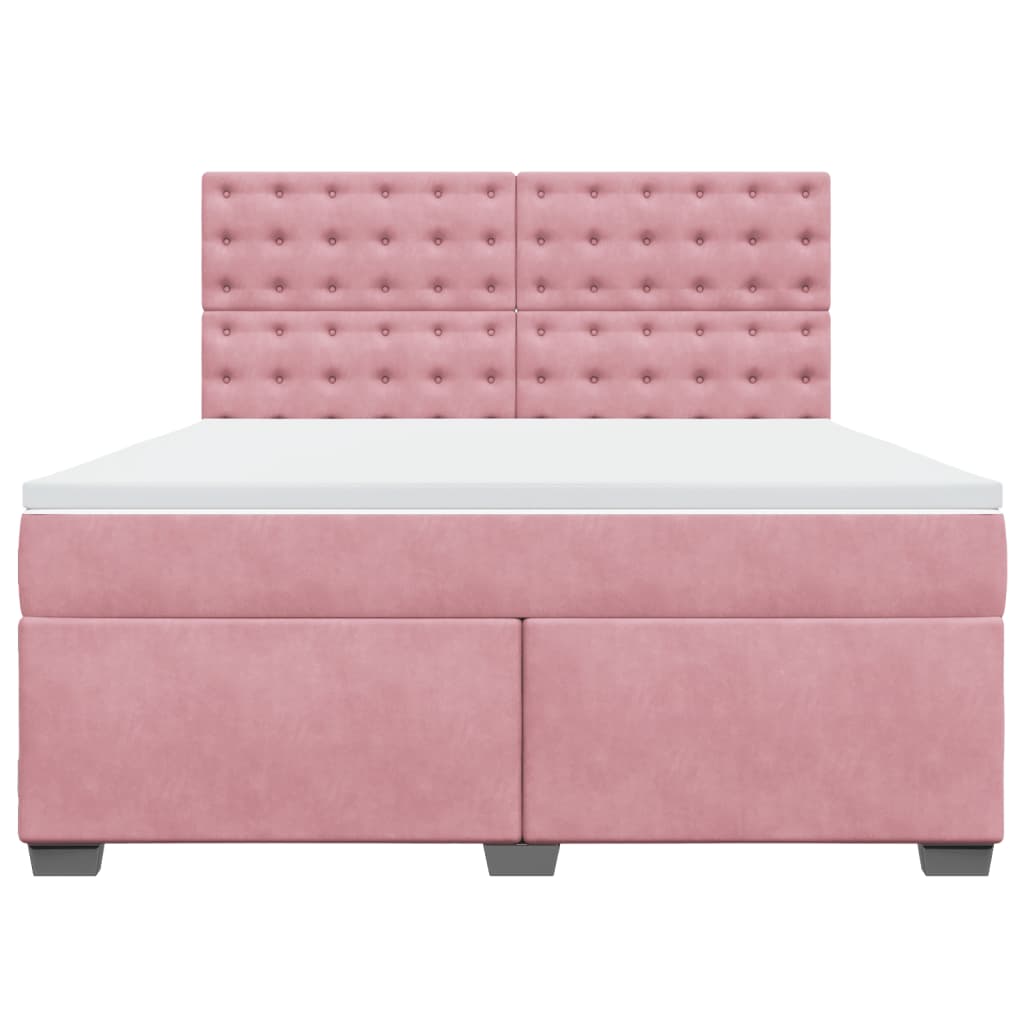 Giroletto a Molle con Materasso Rosa 180x200 cm in Velluto | homemem39