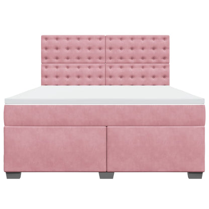 Giroletto a Molle con Materasso Rosa 180x200 cm in Velluto | homemem39