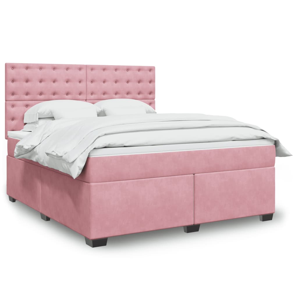 Giroletto a Molle con Materasso Rosa 180x200 cm in Velluto | homemem39