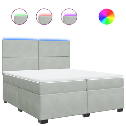 Giroletto a Molle con Materasso Grigio Chiaro 200x200cm Velluto