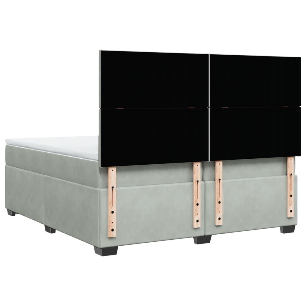 Giroletto a Molle con Materasso Grigio Chiaro 200x200cm Velluto