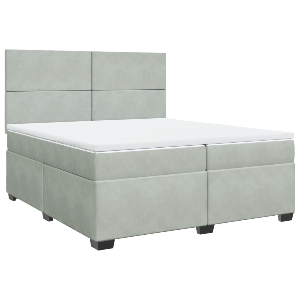 Giroletto a Molle con Materasso Grigio Chiaro 200x200cm Velluto