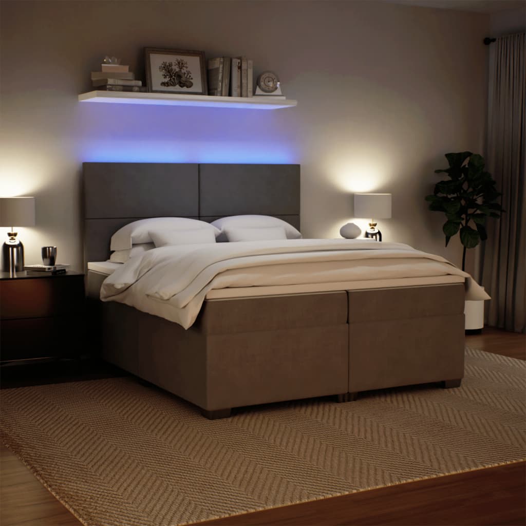 Giroletto a Molle con Materasso Grigio Chiaro 200x200cm Velluto