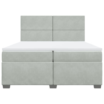 Giroletto a Molle con Materasso Grigio Chiaro 200x200cm Velluto