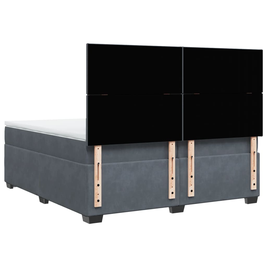 Giroletto a Molle con Materasso Grigio Scuro 200x200 cm Velluto