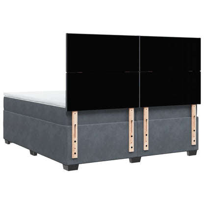 Giroletto a Molle con Materasso Grigio Scuro 200x200 cm Velluto