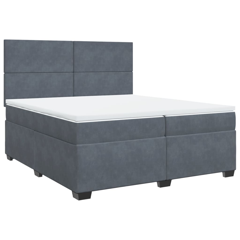 Giroletto a Molle con Materasso Grigio Scuro 200x200 cm Velluto