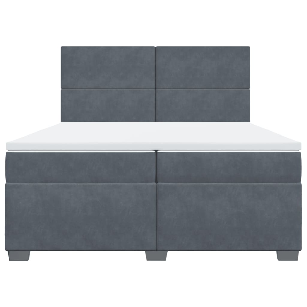 Giroletto a Molle con Materasso Grigio Scuro 200x200 cm Velluto