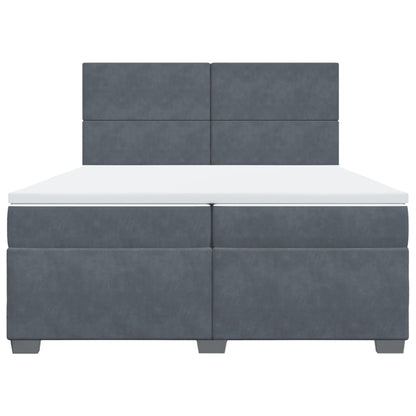 Giroletto a Molle con Materasso Grigio Scuro 200x200 cm Velluto