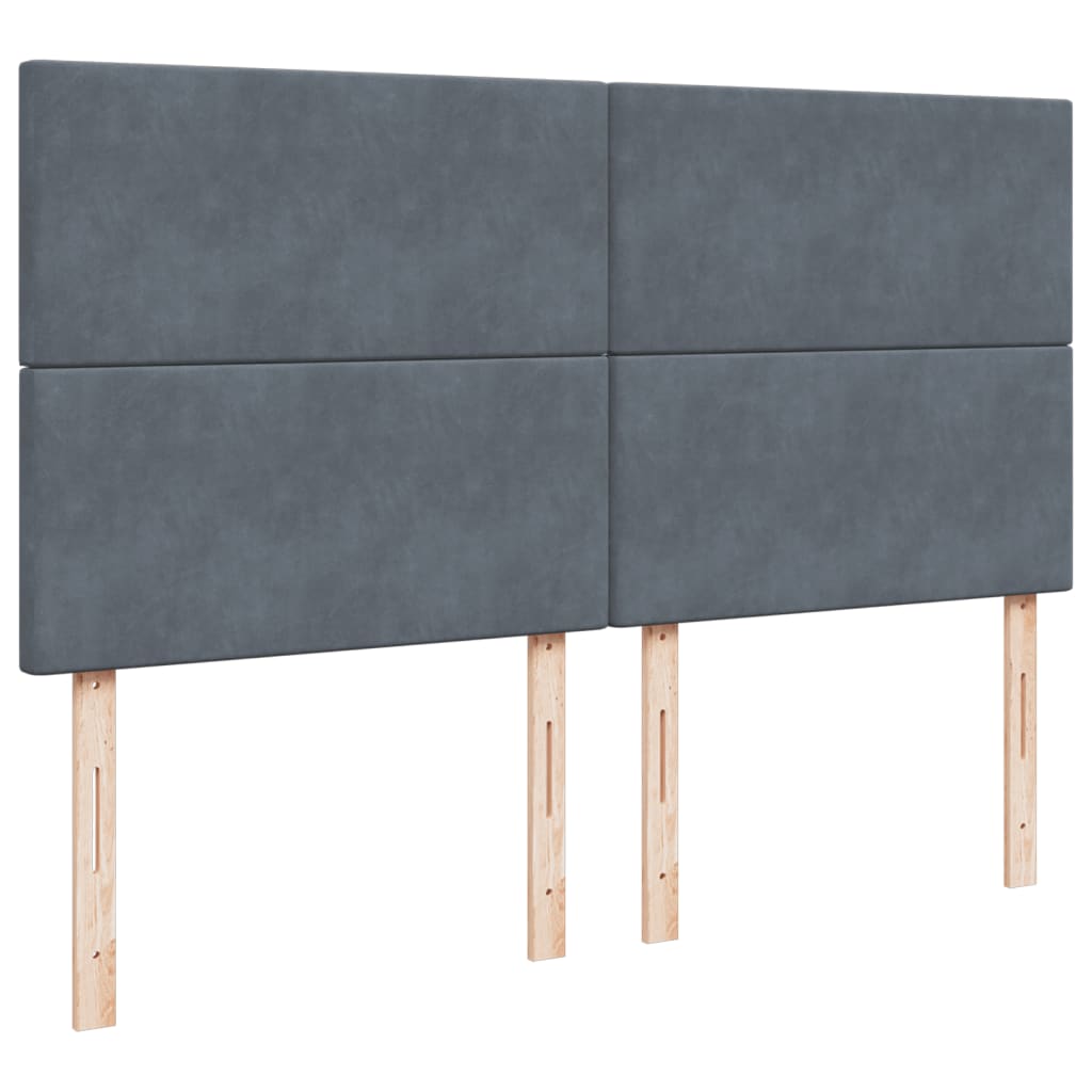 Giroletto a Molle con Materasso Grigio Scuro 200x200 cm Velluto