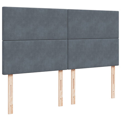 Giroletto a Molle con Materasso Grigio Scuro 200x200 cm Velluto
