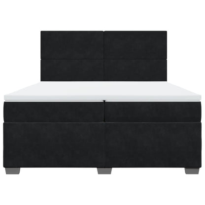 Giroletto a Molle con Materasso Nero 200x200 cm in Velluto