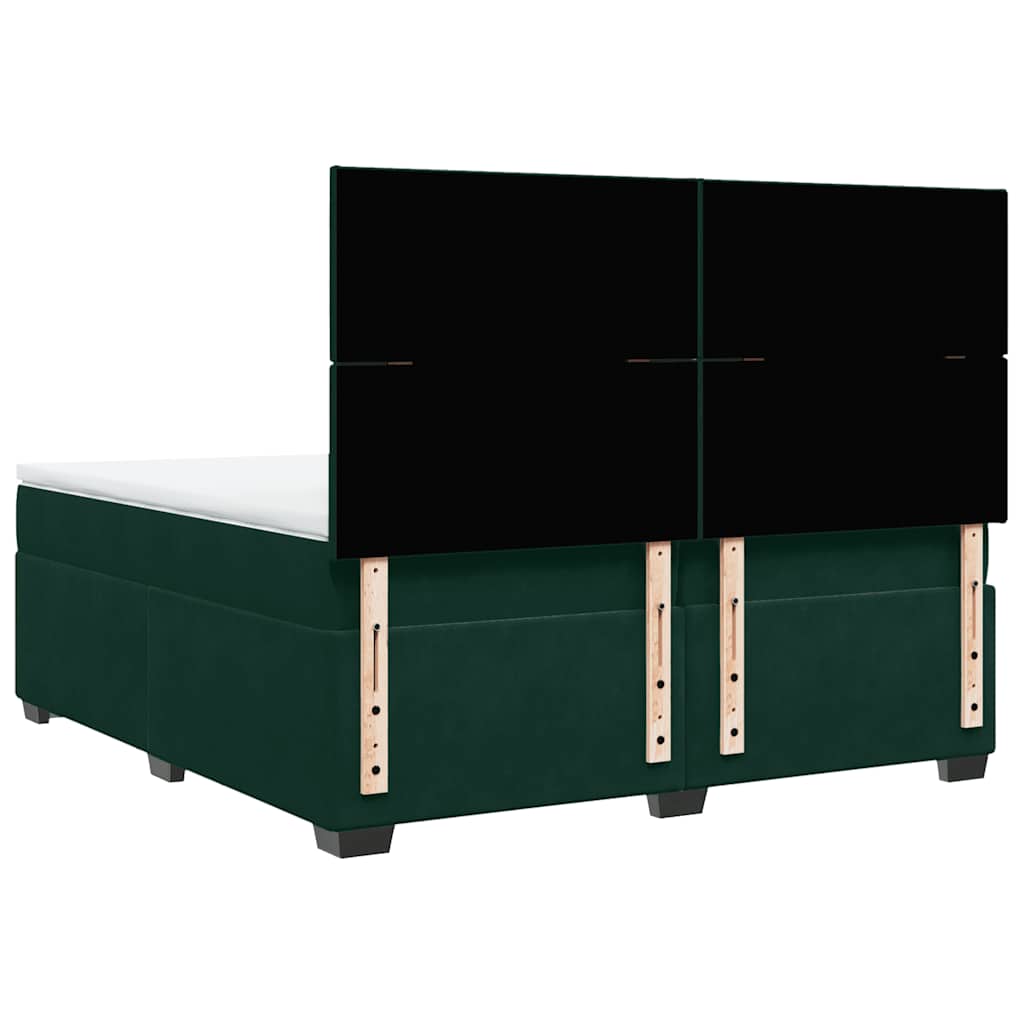 Giroletto a Molle con Materasso Verde Scuro 200x200 cm Velluto