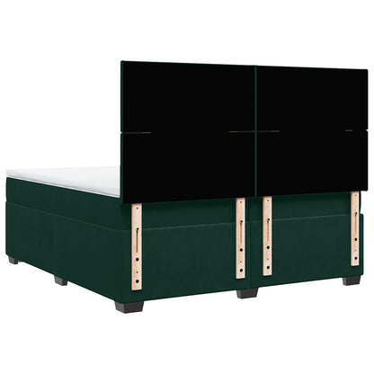 Giroletto a Molle con Materasso Verde Scuro 200x200 cm Velluto