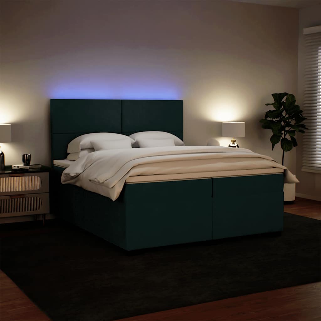 Giroletto a Molle con Materasso Verde Scuro 200x200 cm Velluto