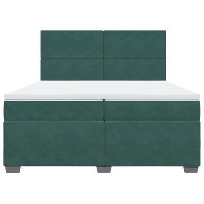 Giroletto a Molle con Materasso Verde Scuro 200x200 cm Velluto