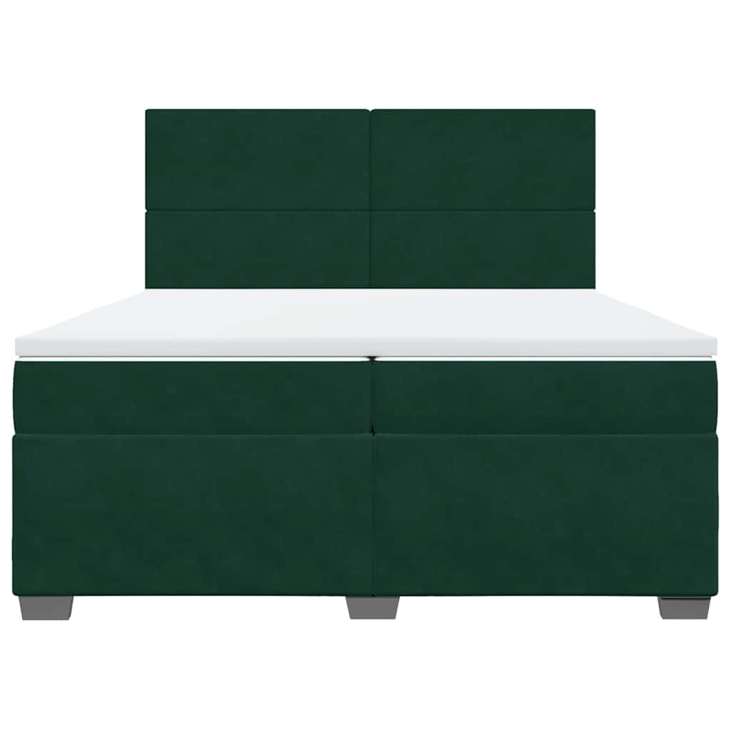 Giroletto a Molle con Materasso Verde Scuro 200x200 cm Velluto