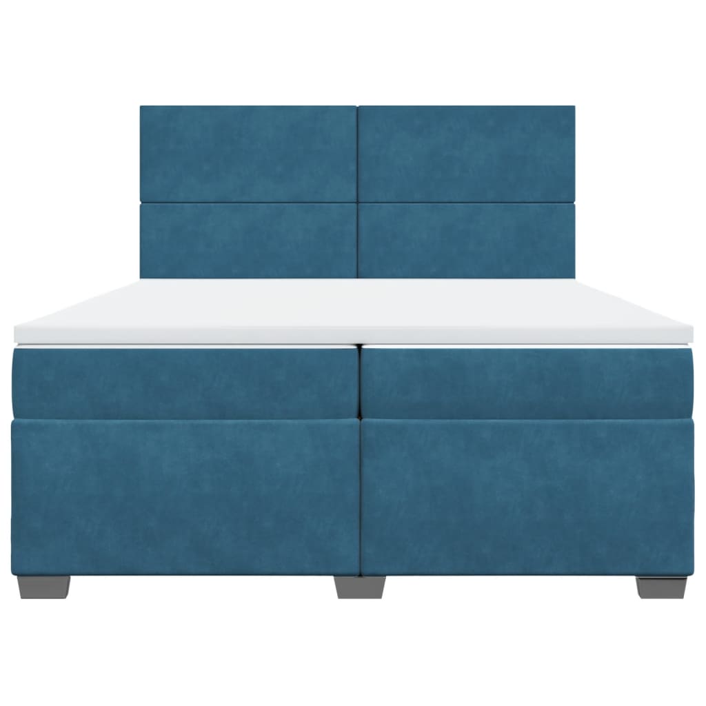 Giroletto a Molle con Materasso Blu 200x200 cm in Velluto - homemem39