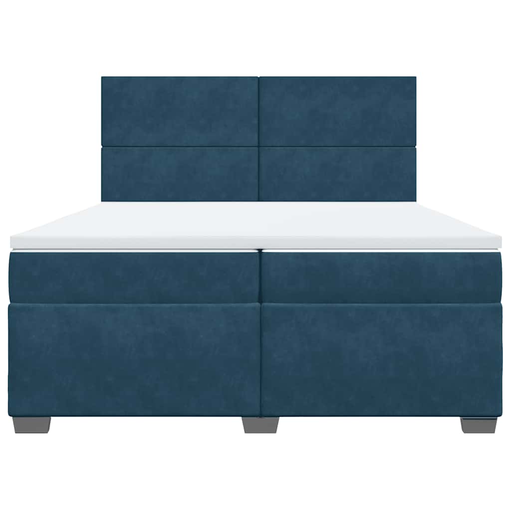 Giroletto a Molle con Materasso Blu 200x200 cm in Velluto