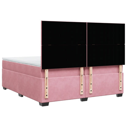 Giroletto a Molle con Materasso Rosa 200x200 cm in Velluto