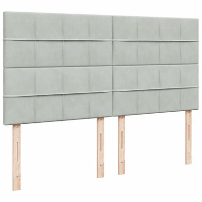 Giroletto a Molle con Materasso Grigio Chiaro 200x200cm Velluto