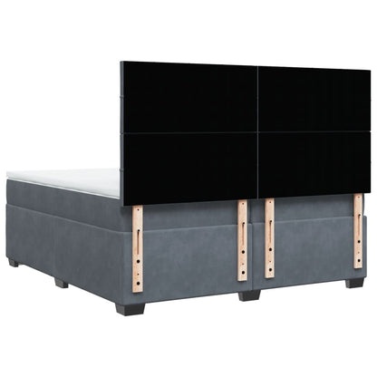 Giroletto a Molle con Materasso Grigio Scuro 200x200 cm Velluto
