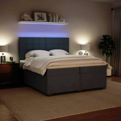 Giroletto a Molle con Materasso Grigio Scuro 200x200 cm Velluto
