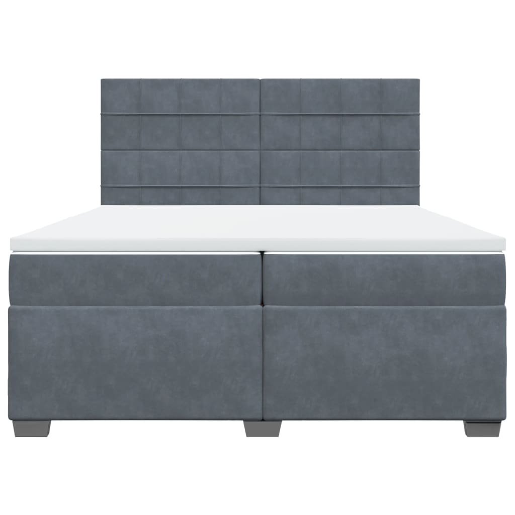 Giroletto a Molle con Materasso Grigio Scuro 200x200 cm Velluto