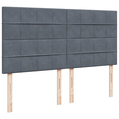 Giroletto a Molle con Materasso Grigio Scuro 200x200 cm Velluto