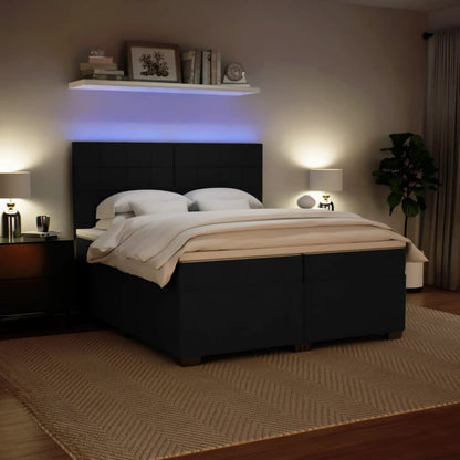 Giroletto a Molle con Materasso Nero 200x200 cm in Velluto