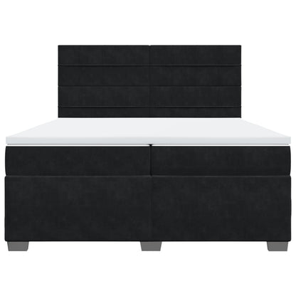 Giroletto a Molle con Materasso Nero 200x200 cm in Velluto