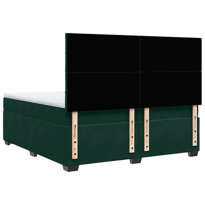 Giroletto a Molle con Materasso Verde Scuro 200x200 cm Velluto