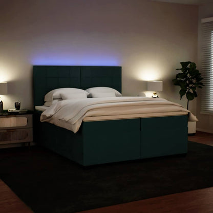 Giroletto a Molle con Materasso Verde Scuro 200x200 cm Velluto