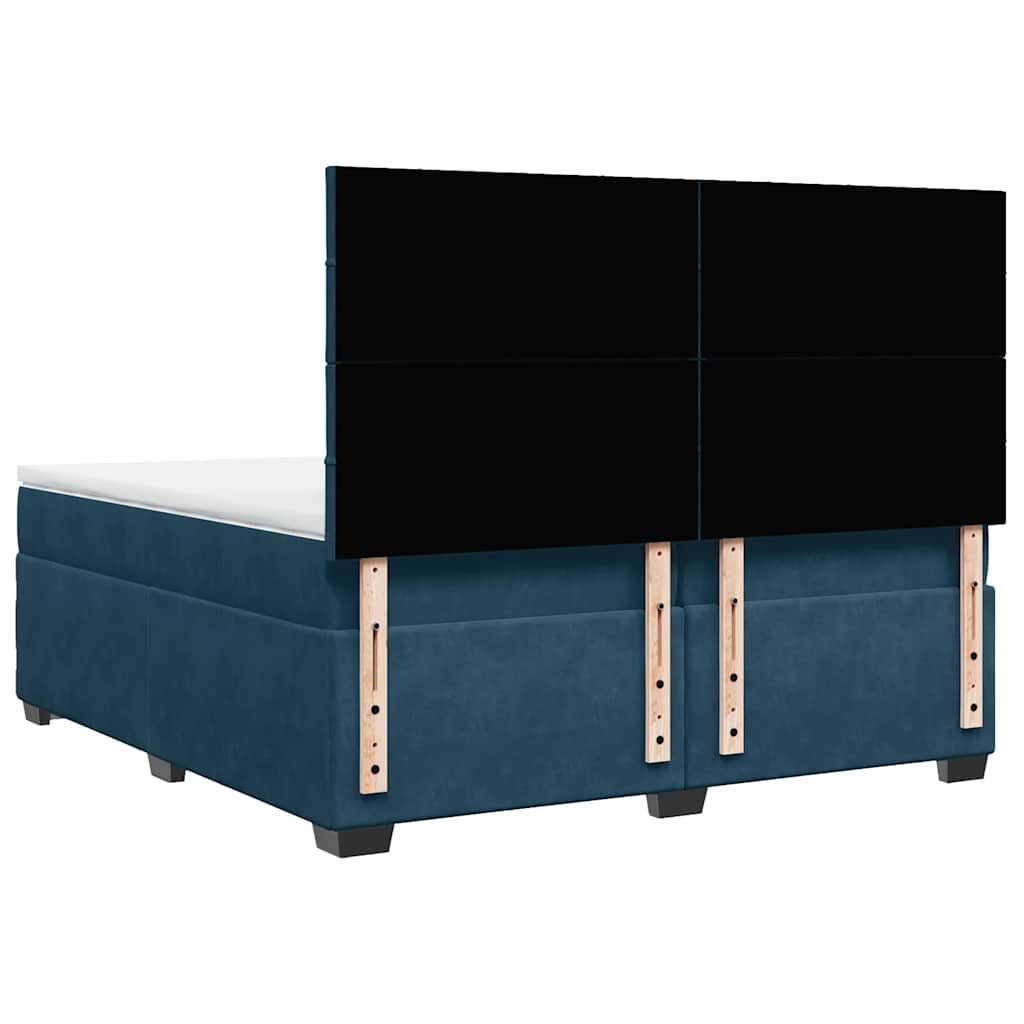 Giroletto a Molle con Materasso Blu 200x200 cm in Velluto