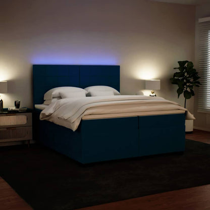 Giroletto a Molle con Materasso Blu 200x200 cm in Velluto