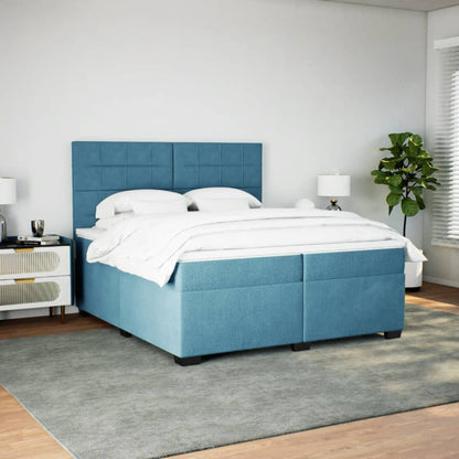 Giroletto a Molle con Materasso Blu 200x200 cm in Velluto