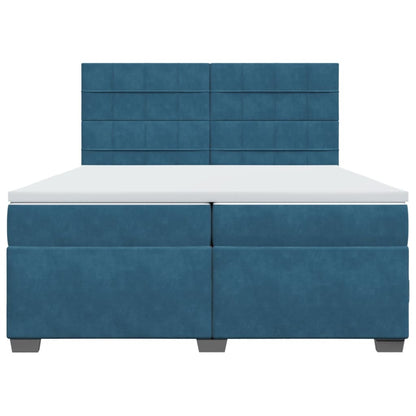 Giroletto a Molle con Materasso Blu 200x200 cm in Velluto