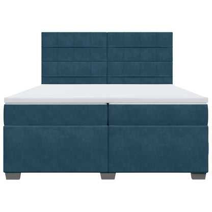 Giroletto a Molle con Materasso Blu 200x200 cm in Velluto