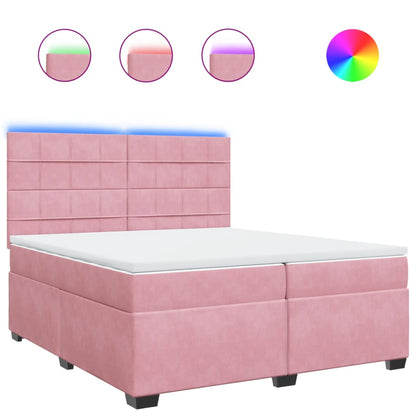 Giroletto a Molle con Materasso Rosa 200x200 cm in Velluto